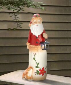 Christmas Decoration Woodland Snowman Holding Solar Lantern