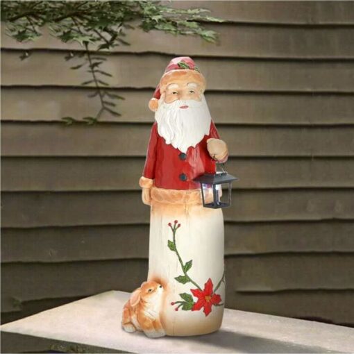 Christmas Decoration Woodland Snowman Holding Solar Lantern