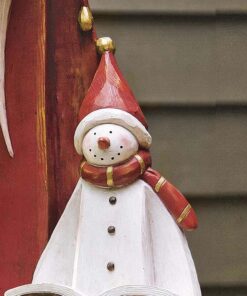 Santa and Snowman Sculpture with Solar Lantern