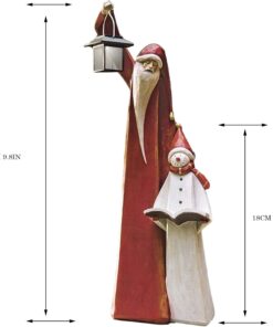 Santa and Snowman Sculpture with Solar Lantern