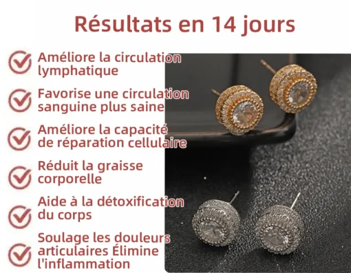 CZTICLE™ Boucles d'oreilles de thérapie magnétique en diamant bleu incolore - Image 10