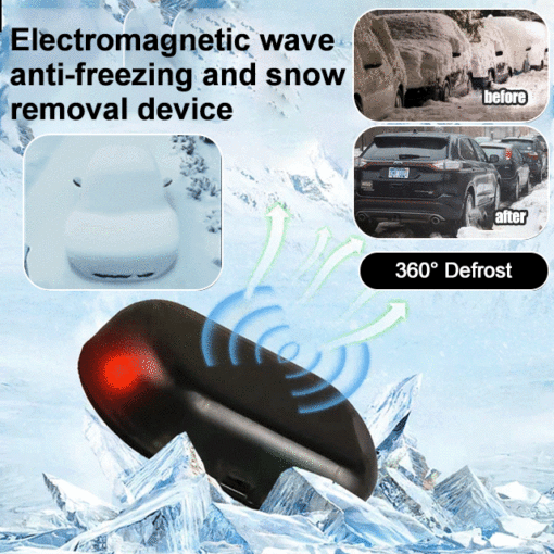 Electromagnetic wave anti freezing and snow removal device